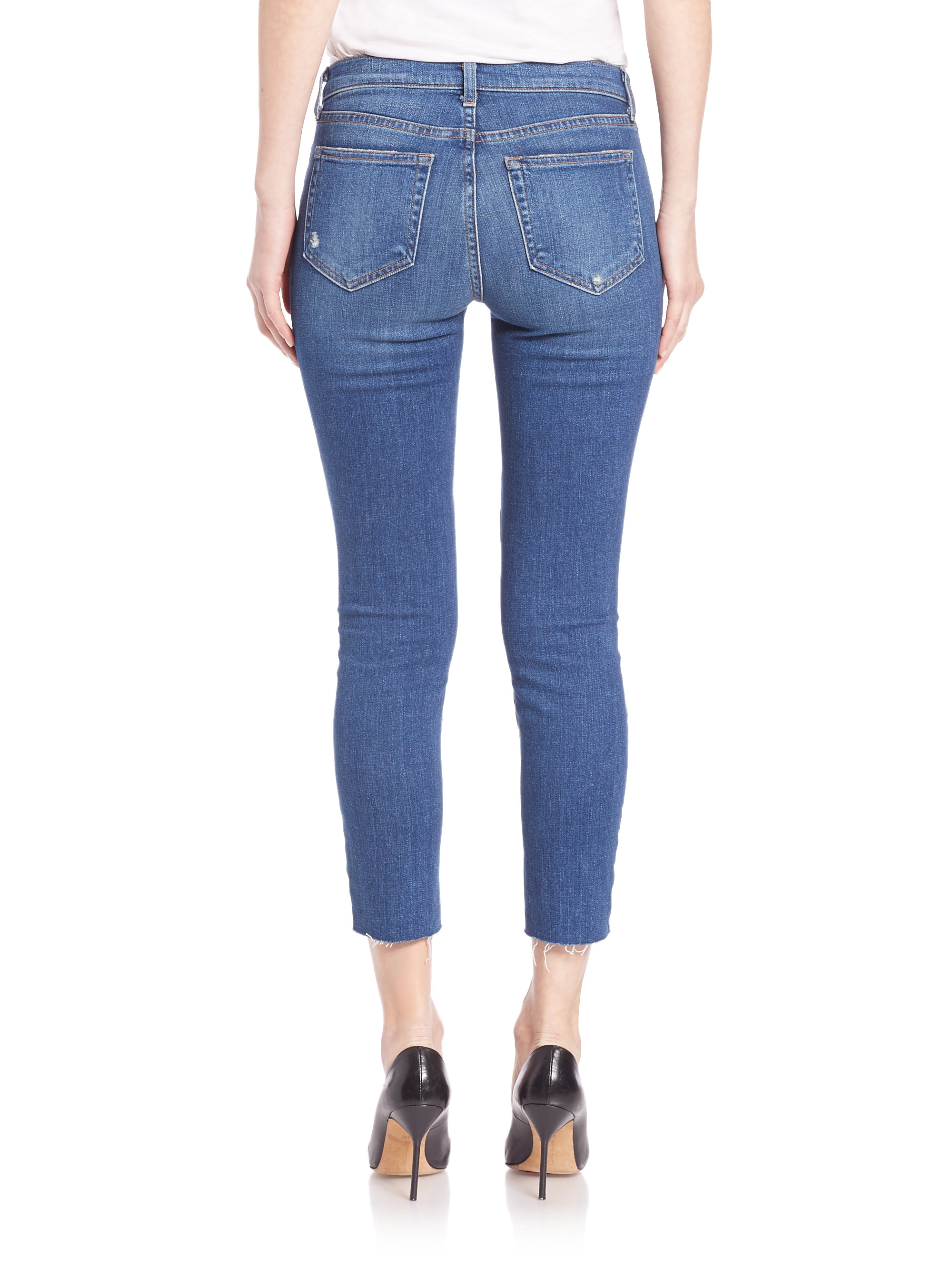 L agence Marcelle Distressed Skinny Jeans In Blue authentic Distressed l-agence-marcelle-distressed-skinny-jeans-in-blue-authentic-distressed